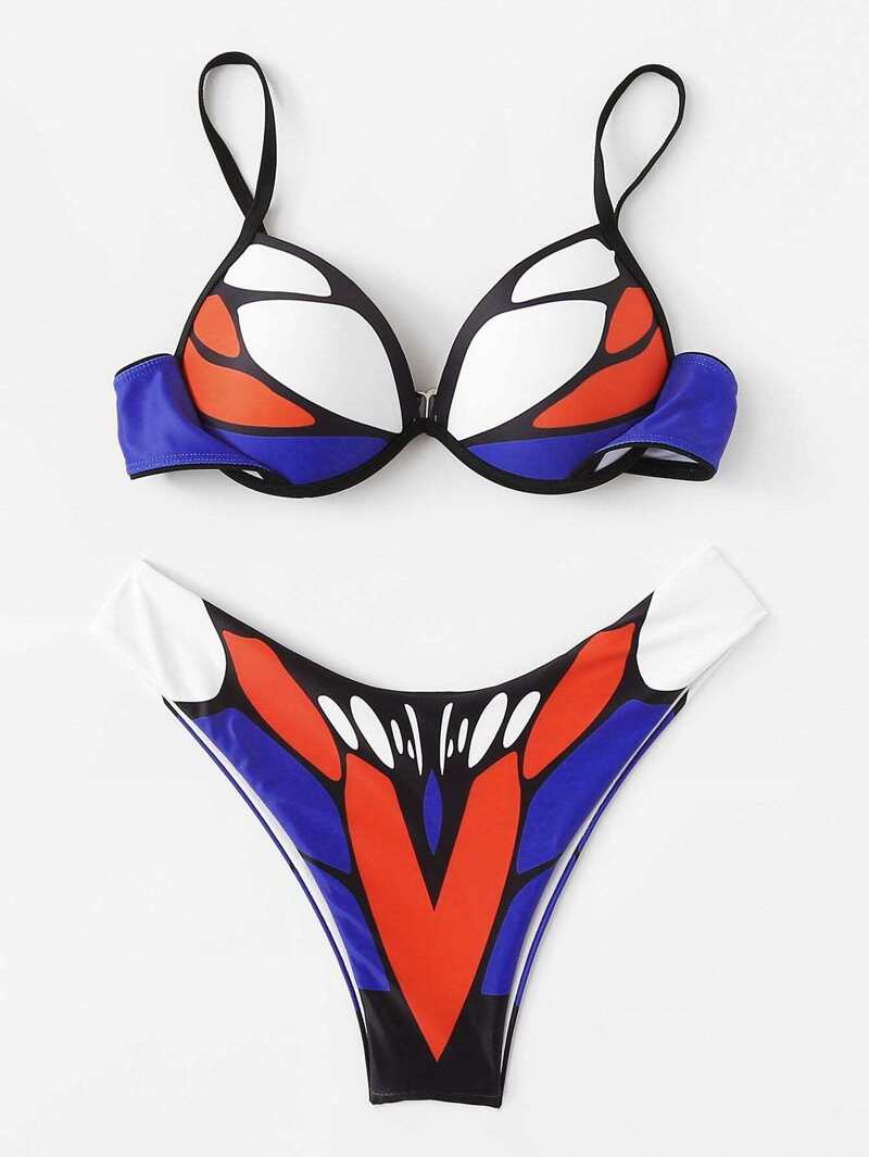 

Colorblock Bikini Set, Multicolor