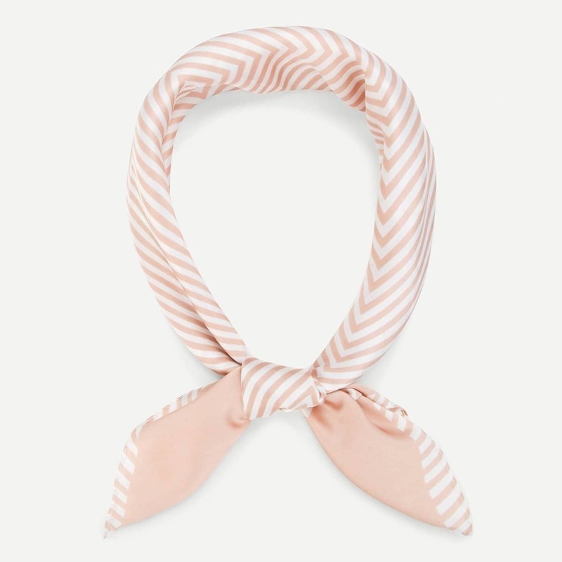 

Striped Design Bandana Scarf, Pink