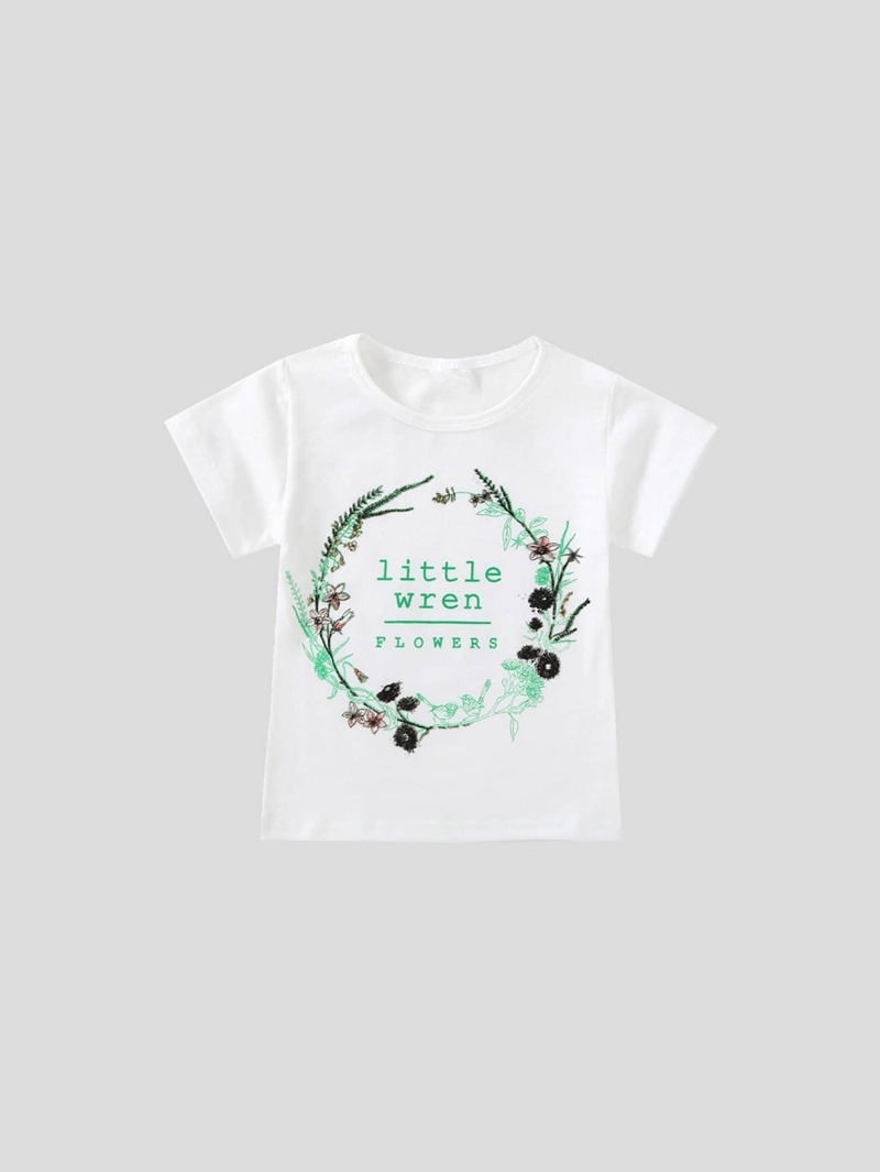 

Girls Letter Print Tee, White