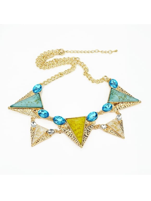 

Colorful Gemstone Geometric Collar Necklace, Multicolor