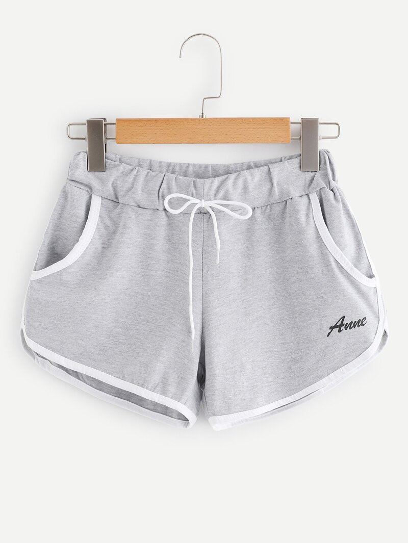 

Drawstring Waist Pocket Shorts, Grey