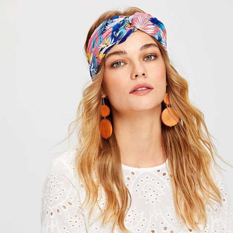 

Plant Print Turban Headband, Multicolor