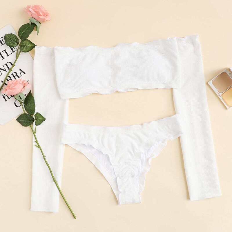 

Long Sleeve Bikini Set, White