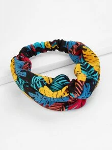 SHEIN VCAY Jungle Print Twist Headband - Multicolor - View 2