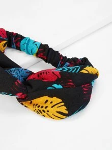 SHEIN VCAY Jungle Print Twist Headband - Multicolor - View 3