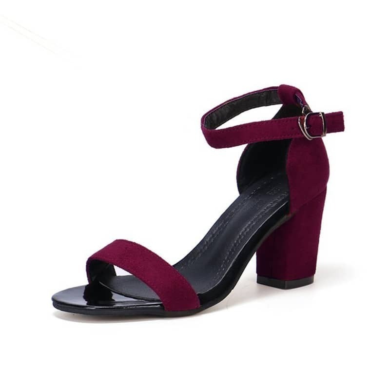 

Two Part Block Heeled Sandals, Red