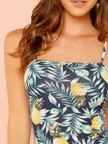 SHEIN Allover Pineapple Print Cami Dress - Multicolor - View 4