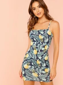 SHEIN Allover Pineapple Print Cami Dress - Multicolor - View 1