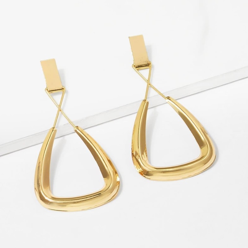 

Hollow Triangle Design Drop Earrings 1pair, Gold
