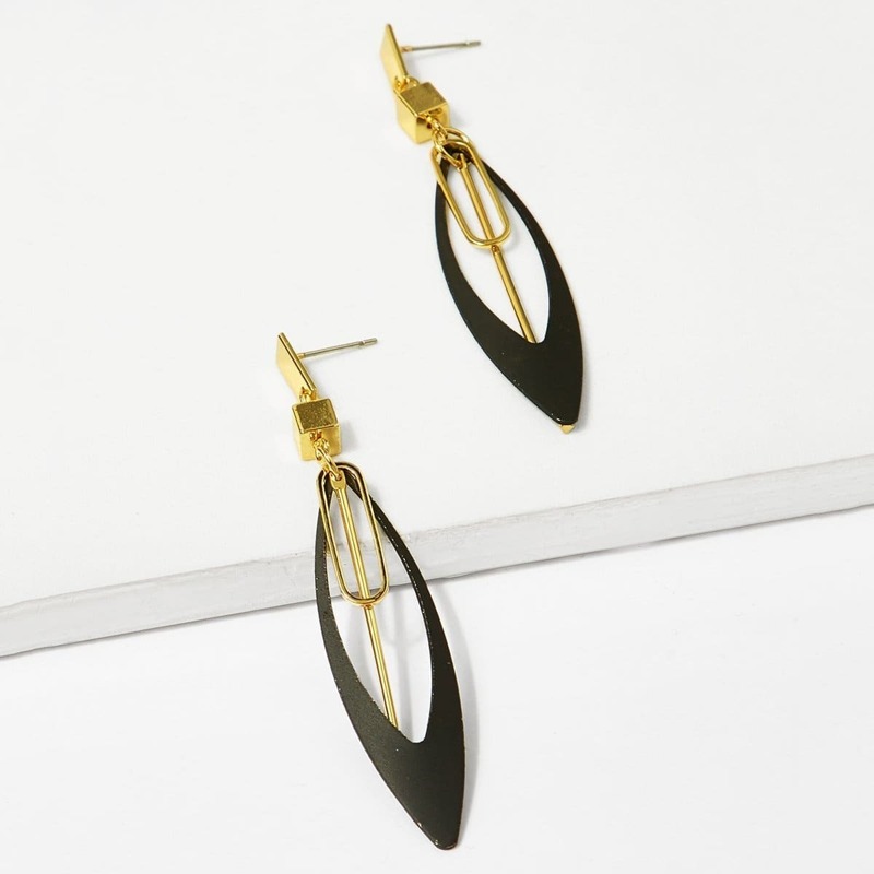 

Bar & Hollow Detail Drop Earrings 1pair, Multicolor