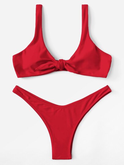 knot front bikini set