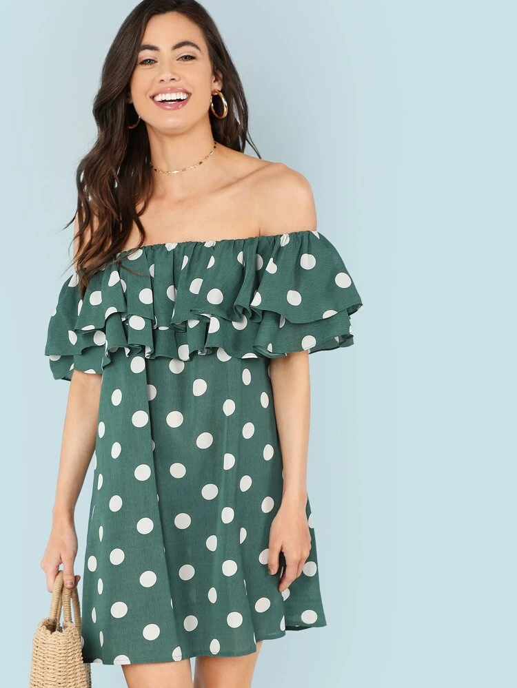 polka dot bardot dress