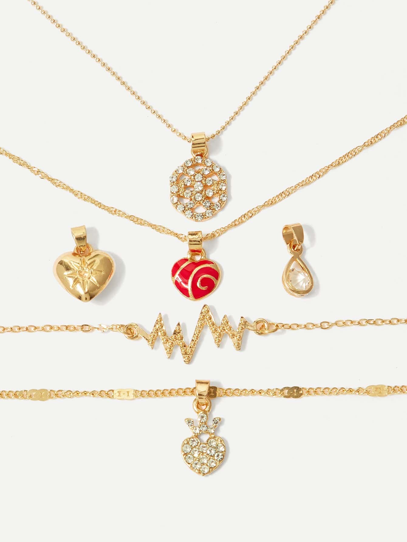 Chain Necklace 2pc & Bracelet 2pc & Pendant 5pcs