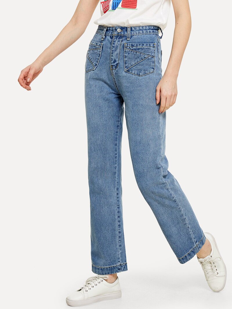 

High Waist Wide Leg Jeans, Blue