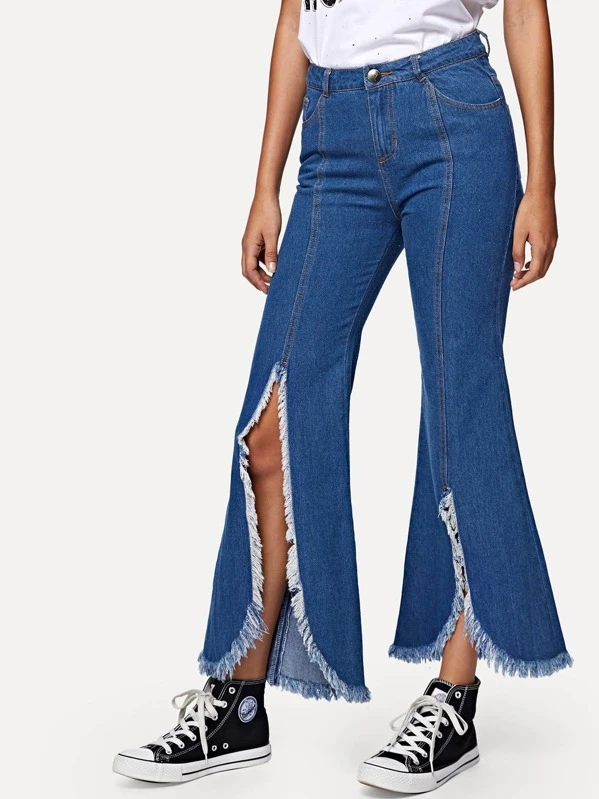 split front jeans