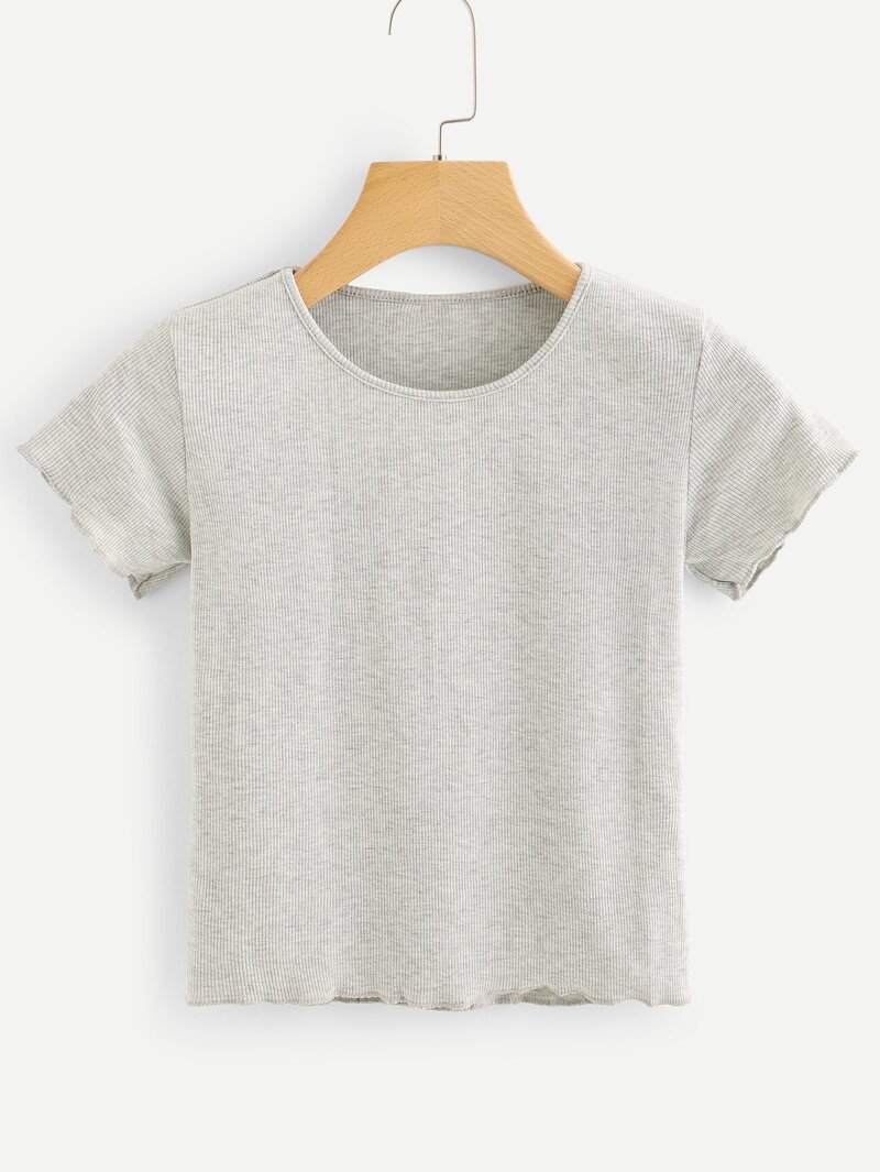 

Lettuce Trim Marled Knit Tee, Grey