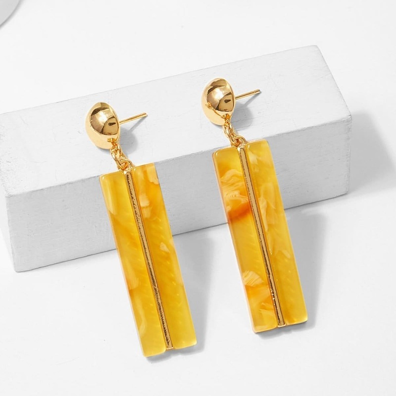 

Bar & Ball Design Drop Earrings 1pair, Yellow