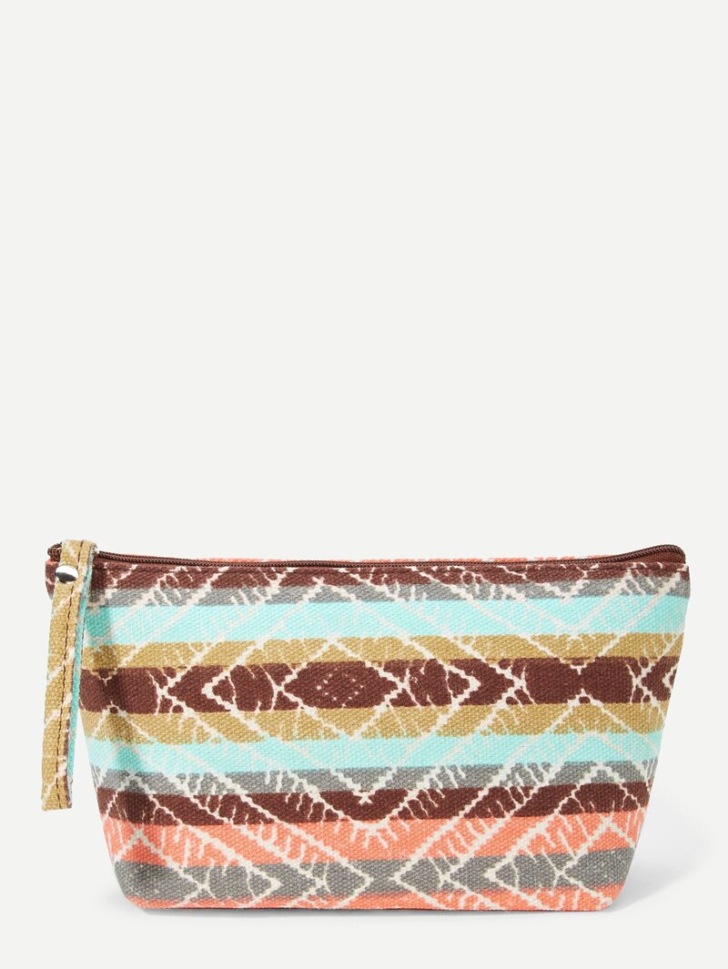 

Striped Design Makeup Bag, Multicolor
