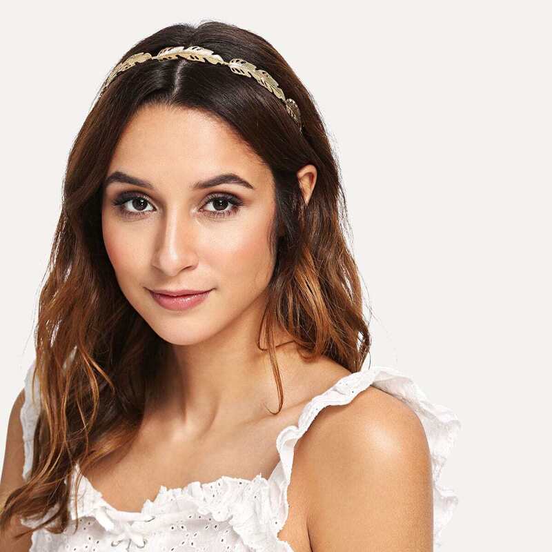 

Metal Palm Decorated Headband, Gold
