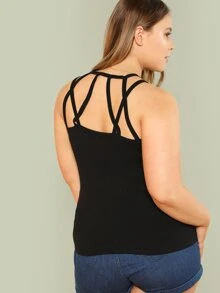 SHEIN Top con tiras cruzadas - Negro - Ver 3