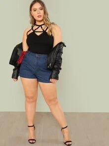 SHEIN Top con tiras cruzadas - Negro - Ver 5