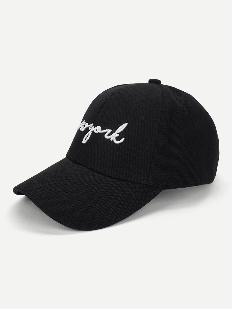 

Embroidered Letter Baseball Cap, Black