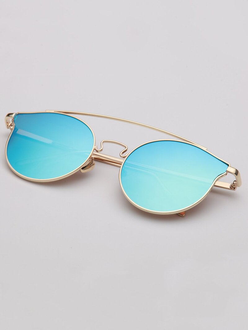 

Top Bar Mirror Lens Sunglasses, Blue