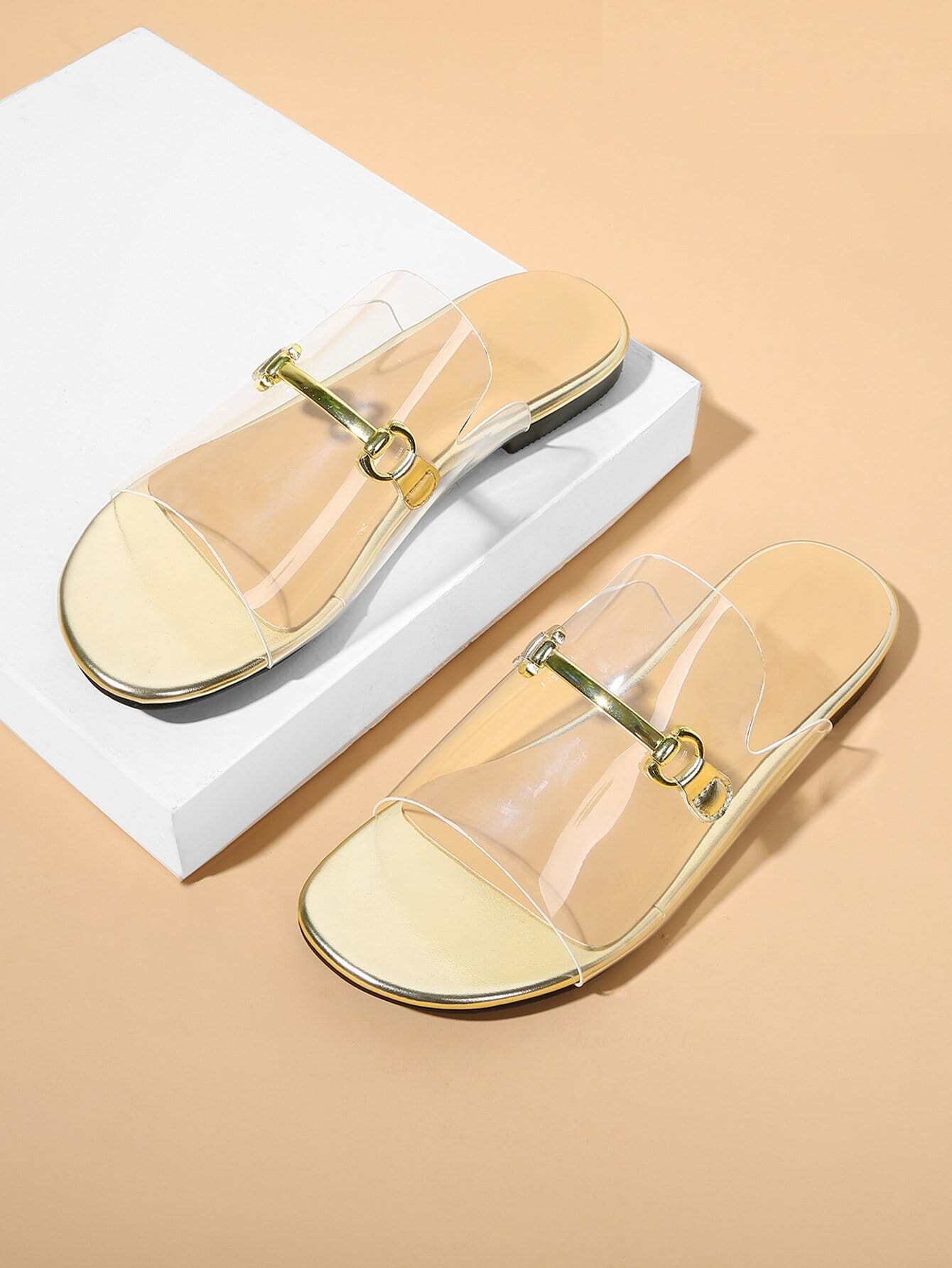 sandale transparente plate