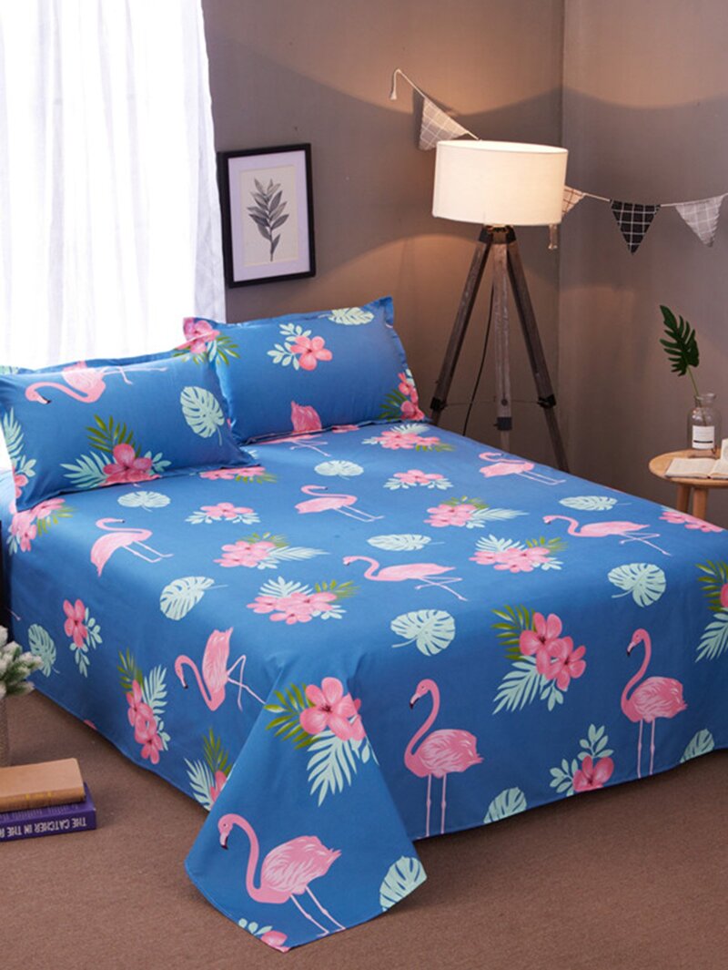 

Flamingos Print Flat Sheet, Multicolor