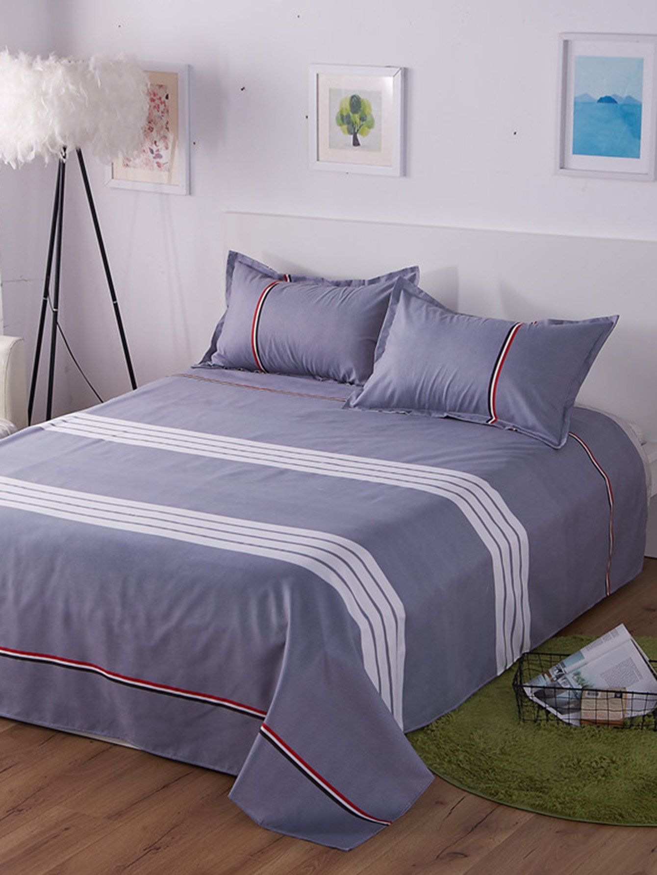 Contrast Striped Print Flat Sheet Contrast Striped Print Flat Sheet