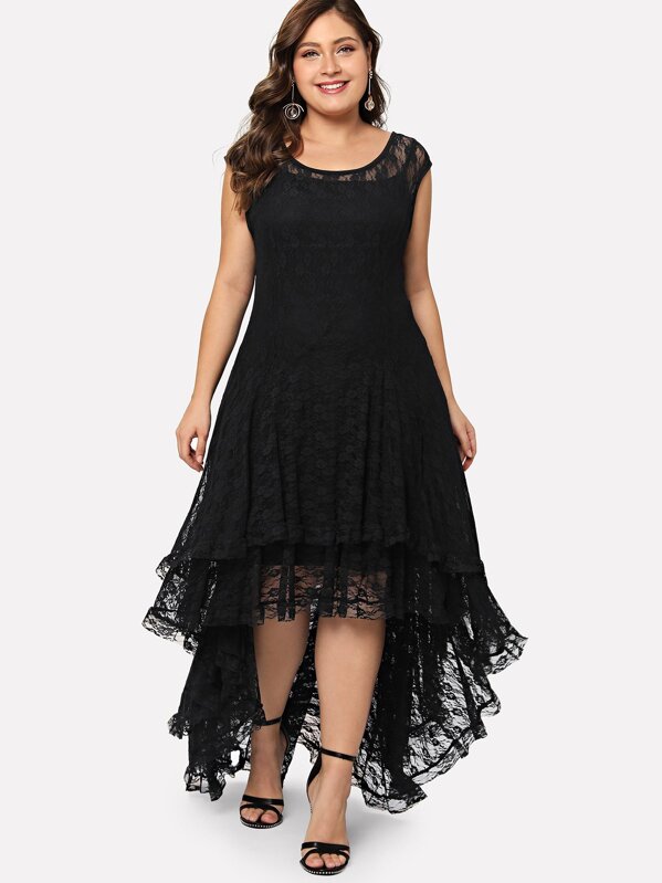 Robe Et Avec Dentelle Volants Asymétrique zMpGVqSU