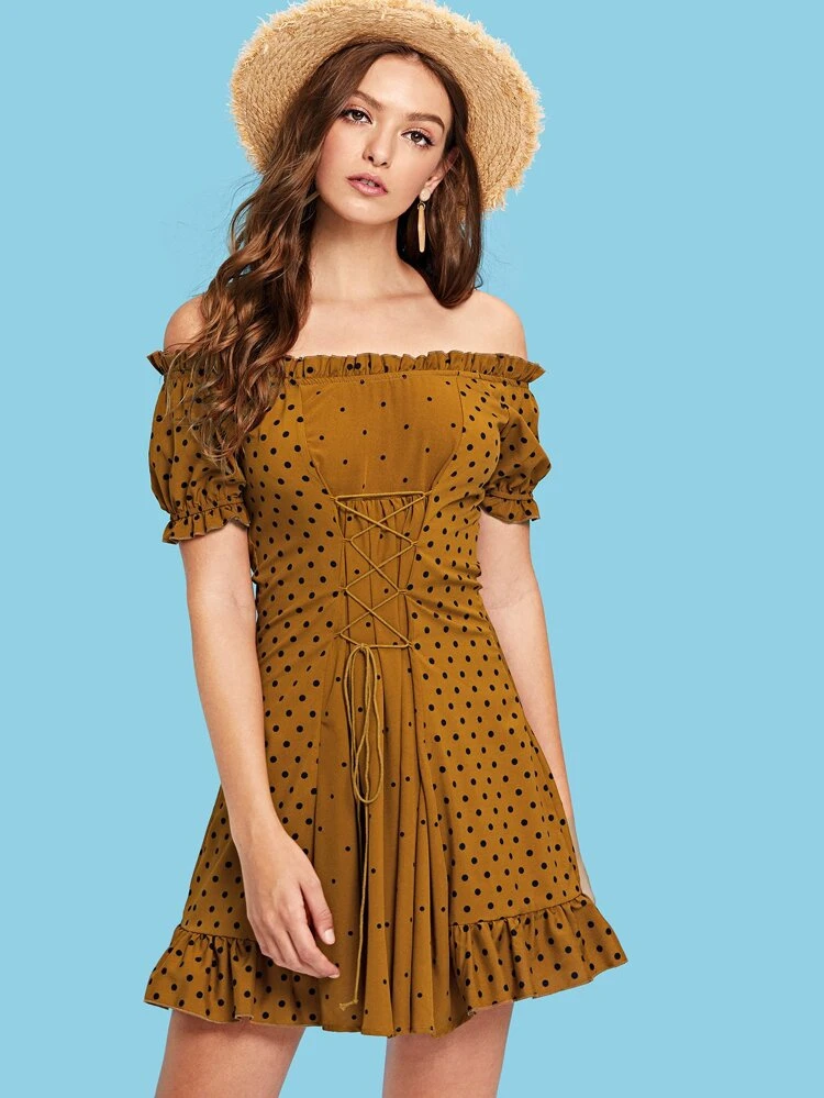 polka dot bardot dress