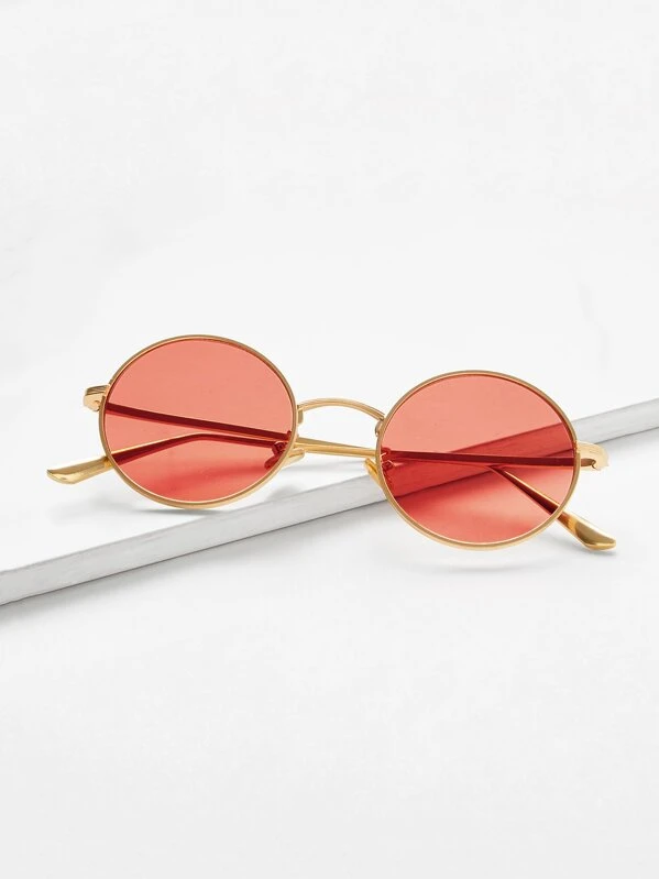 Runde Sonnenbrille mit roten Gläsern | ROMWE Runde Sonnenbrille mit roten Gläsern | ROMWE