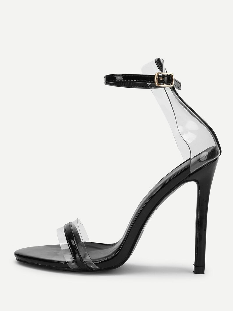 

Clear Panel Two Part Heeled Sandals, Black