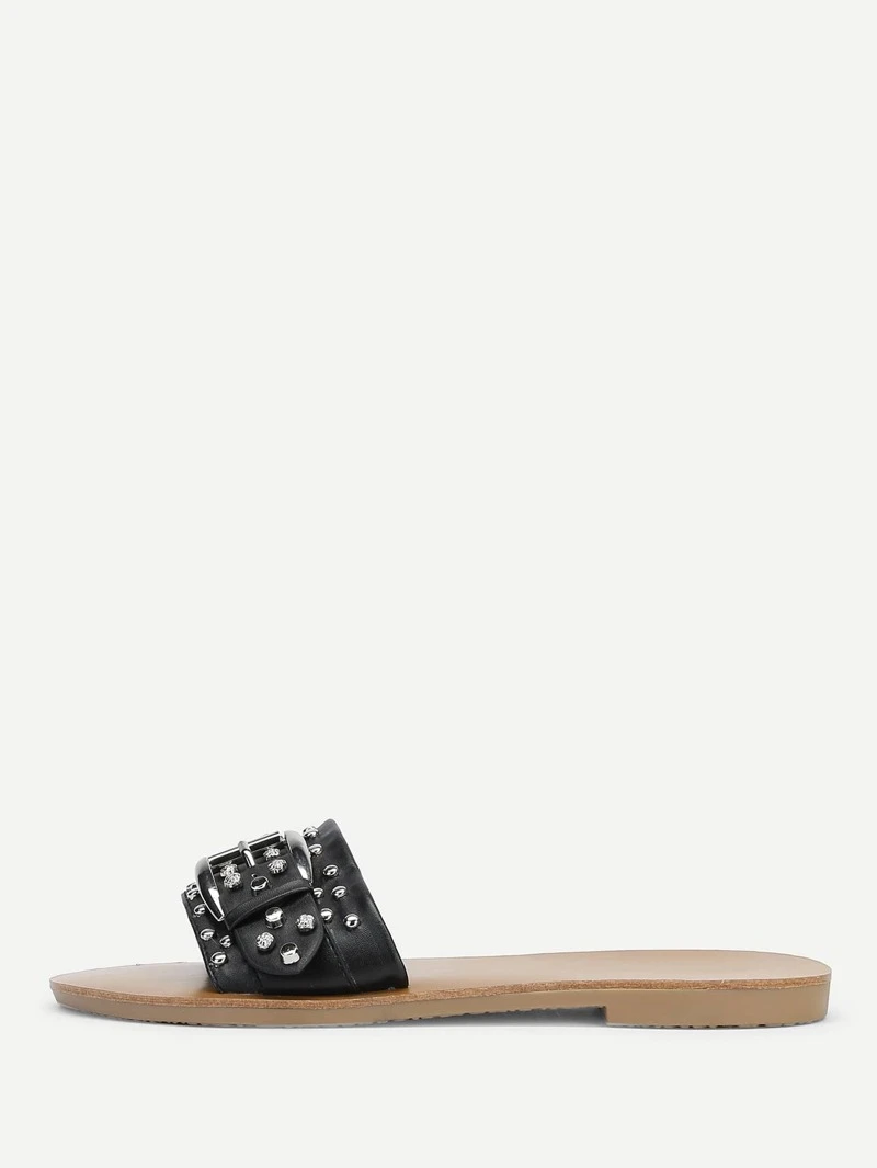 Chancletas Hebilla Delantera Con Tachuela Pu 7y6vYbgIf