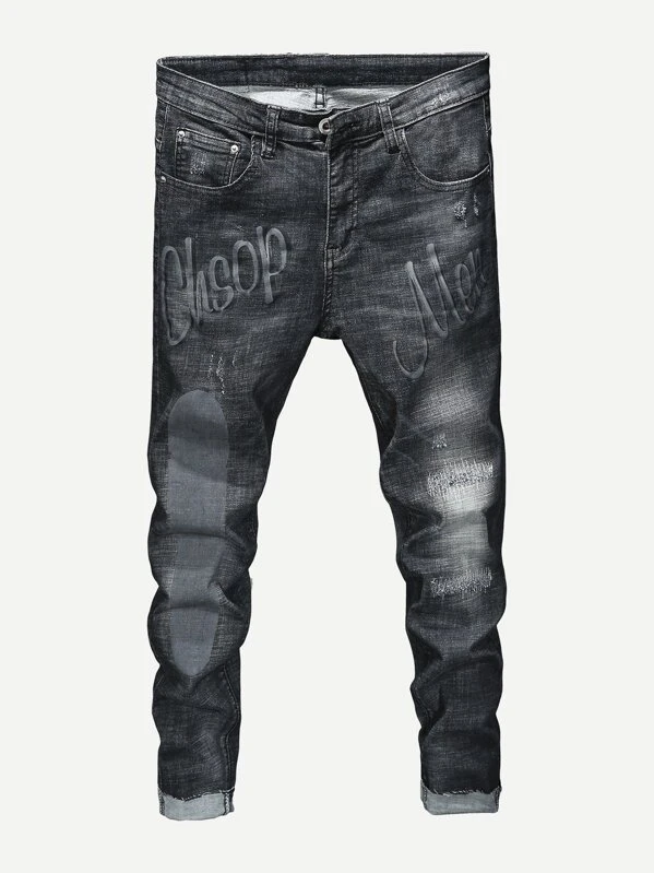 letter print jeans