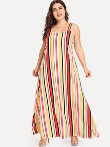 Plus Knot Back Striped Dress