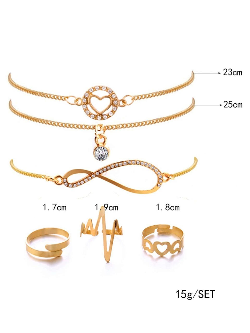 Infinity Bracelet 3pcs & Ring 3pcs