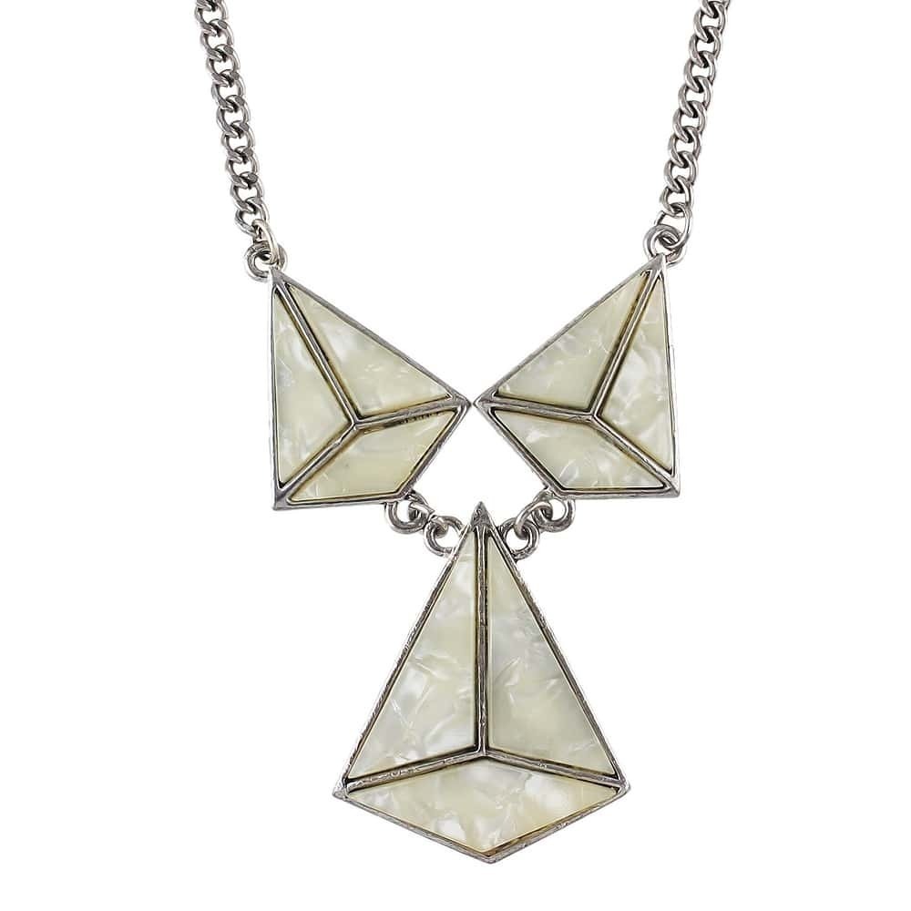 

Beige Mixed Colors Acrylic Geometric Big Pendant Women Necklace