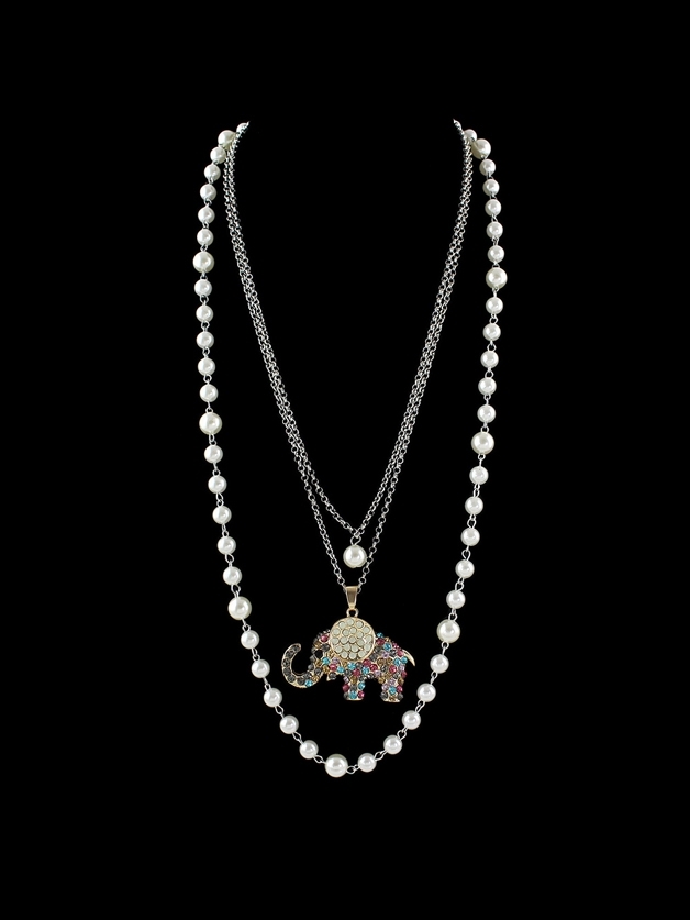 

Rhinestone Elephant Pendant Necklaces, Multicolor