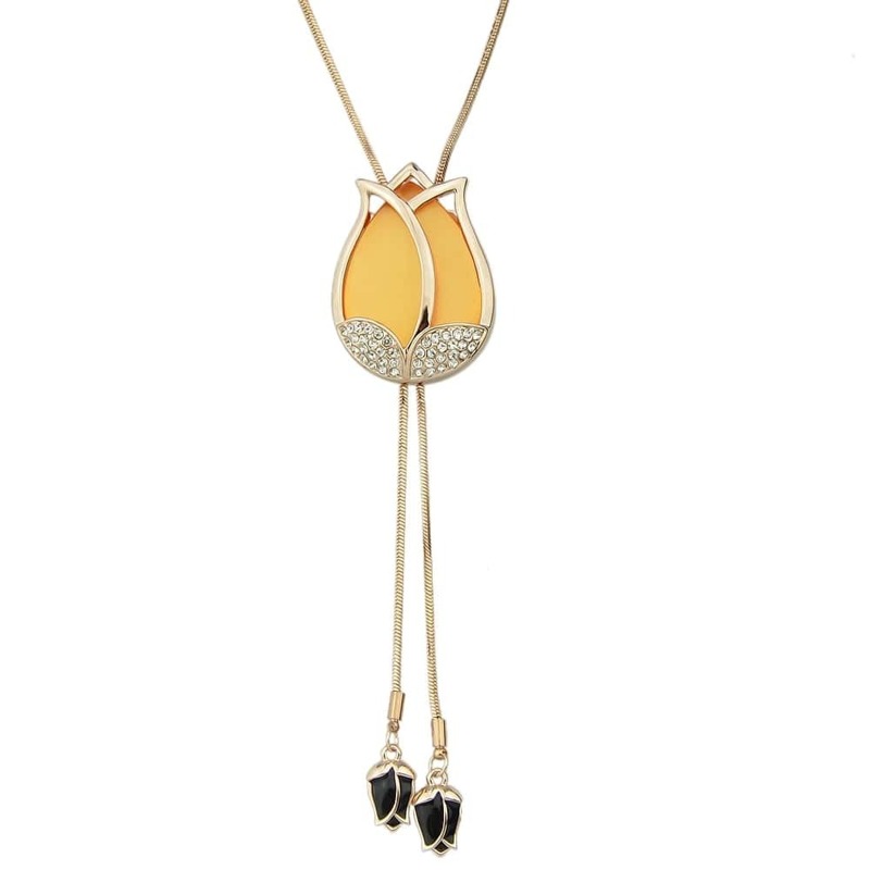 

Fashion Beautiful Rhinestone Flower Long Pendant Necklaces, Multicolor