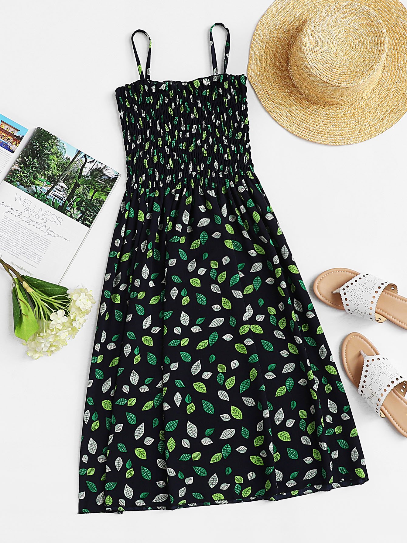 vestido tirantes fruncido pecho detalles dorados – Clementina