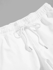 Manfinity Men Drawstring Waist and Elastic Hem Joggers - White - View 3