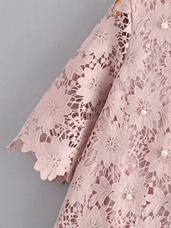 Blusa con encaje con perlas | Moda de Mujer | SHEIN México