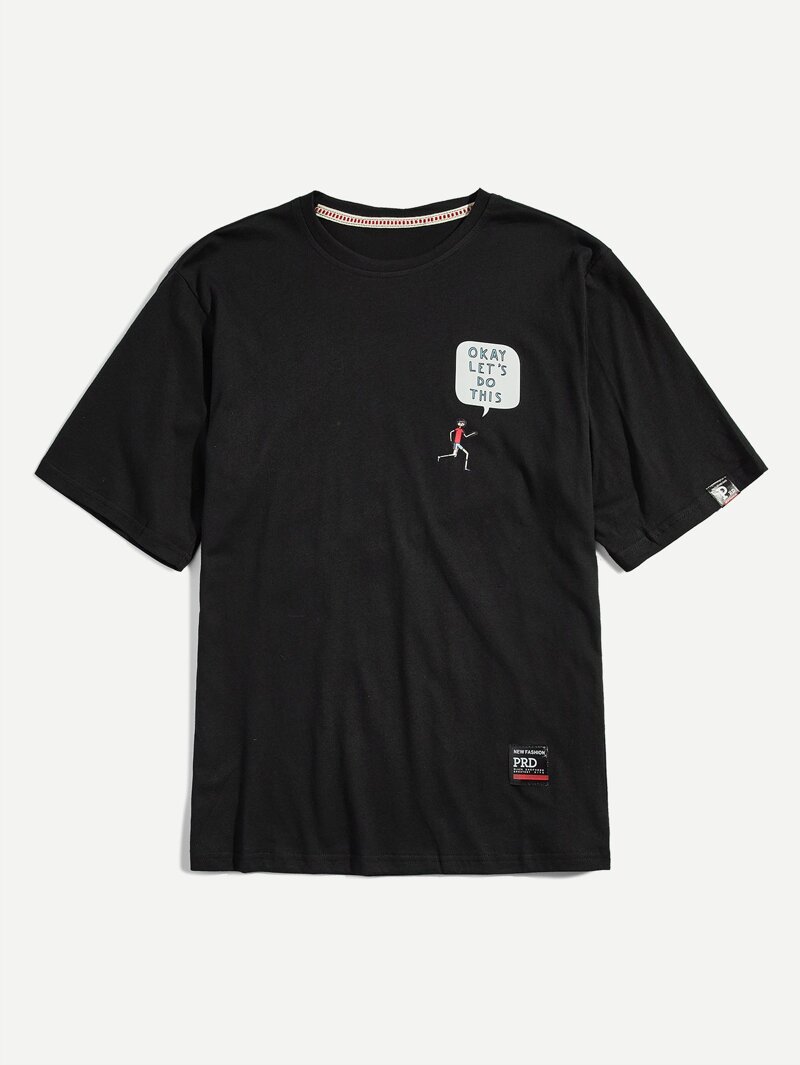 

Men Letter Print T-shirt, Black