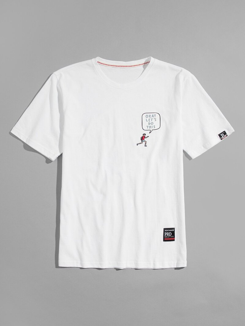 

Men Letter Print T-shirt, White