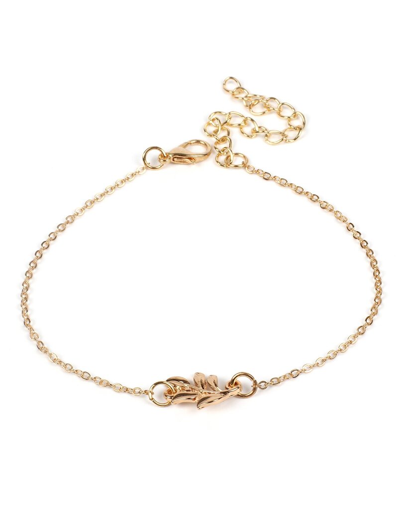 

Leaf Design Chain Anklet, Gold