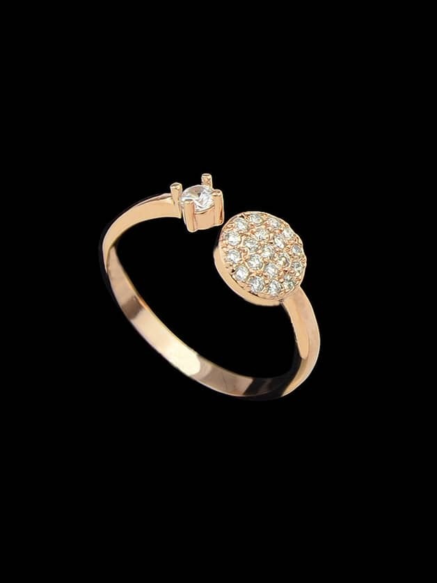

Rose Gold Color White Rhinestone Round Ring