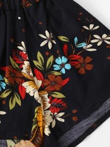 Floral Print Smocked Halter Top & Shorts Set - Multicolor - View 5