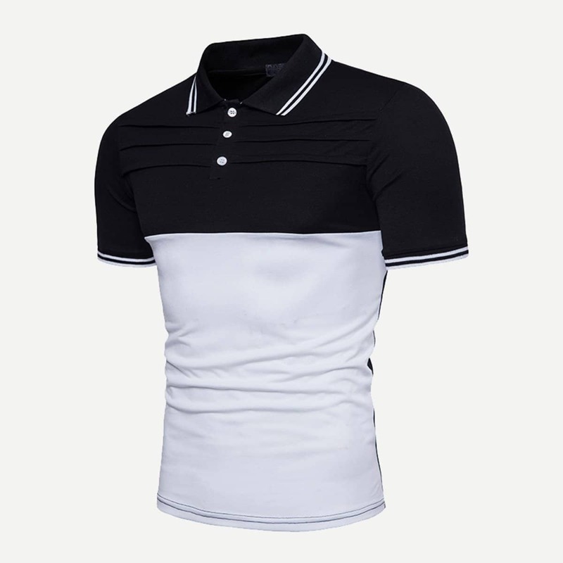 

Guys Color Block Polo Shirt, Black and white